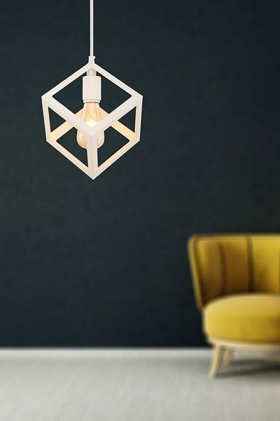 Begüsa Cube Single White Chandelier