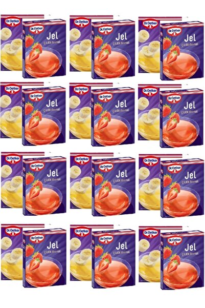 Dr. Oetker Jel Muz Aromalı 100 Gr 12 Adet Ve Jel Çilek Aromalı 100 Gr 12 Adet