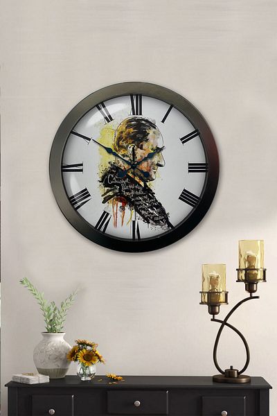 Kasva Concept Gift 36 cm Black Metal Ataturk Wall Clock