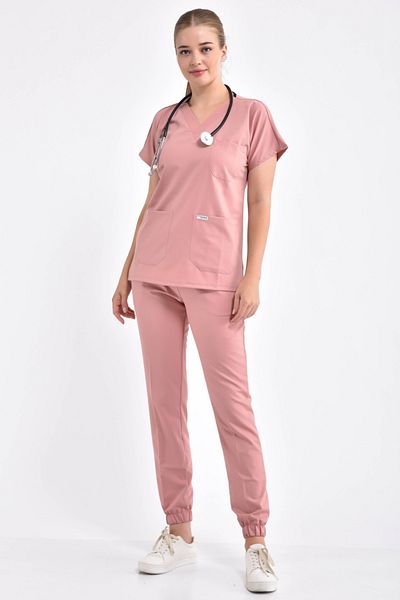 Owlet Medikal Set din jerseu din lycra cu picioare elastice de culoare pudra