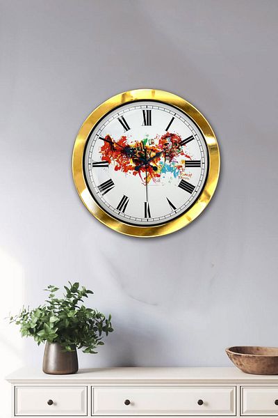 Kasva Concept Gift 36 cm Gold Metal Gun Wall Clock