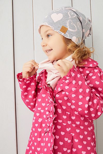 Babygiz Girl Child Gray Powder 4 Seasons Beret Neck Collar Set Soft Natural Cotton Combed Cotton