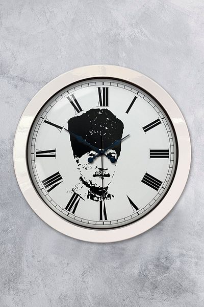 Kasva Concept Gift 36 cm White Metal Ataturk Wall Clock