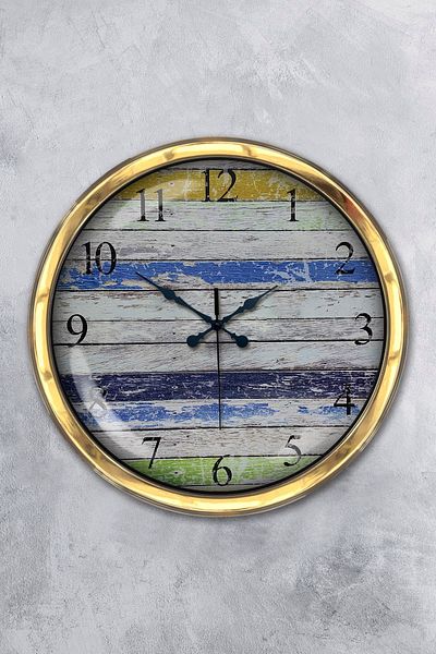 Kasva Concept Gift 40 Cm Gold Metal Alacati Wall Clock