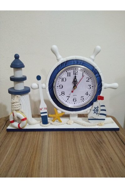 BalıkHediyelik Fenerli Dümen Deniz Temalı Dekoratif Masa Üstü Saat