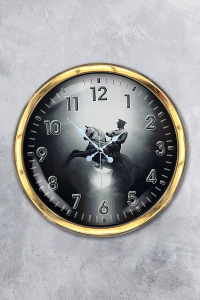 Kasva Concept Gift 40 cm Gold Metal Ataturk Wall Clock