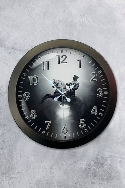 Kasva Concept Gift 36 cm Black Metal Ataturk Wall Clock