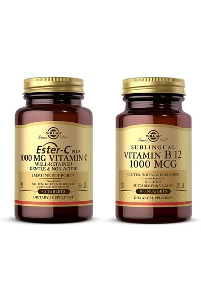 Solgar Ester-c Plus 1000 Mg 30 Tablets + Vitamin B12 1000 Mcg 100 Tablets