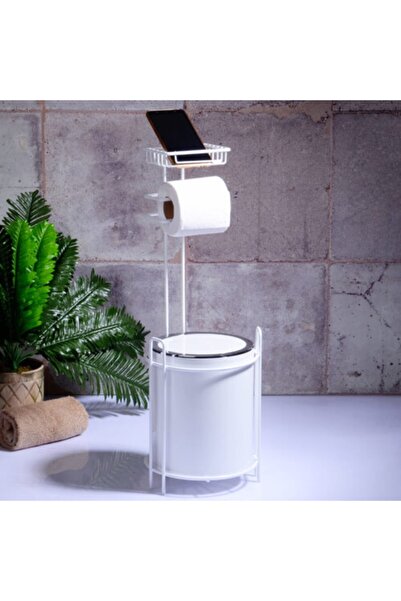 Kosova Çöp Kovası Wc Kağıtlık Standlı Beyaz B-755