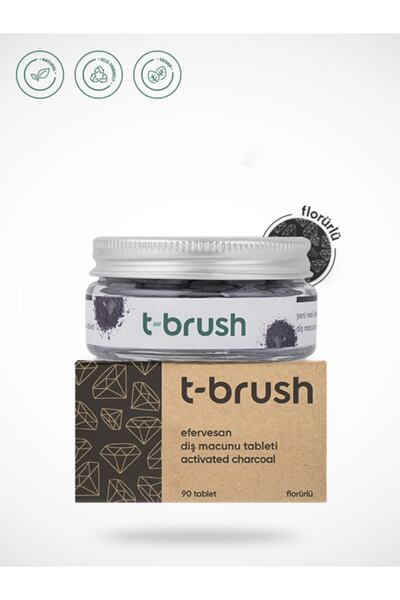 TBRUSH Activated Charcoal Doğal Vegan Diş Macunu Tableti - Florürlü/ Trk