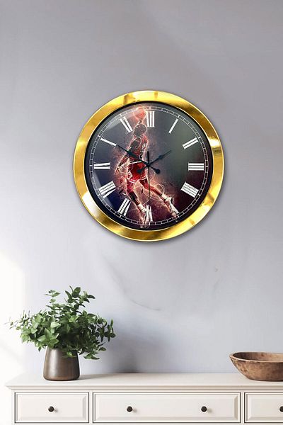 Kasva Concept Gift 36 cm Gold Metal Nba Wall Clock