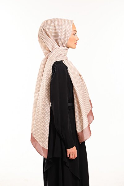 19V69 ITALIA Brown Cream Shawl Houndstooth Pattern Pavia Series 90x200 cm