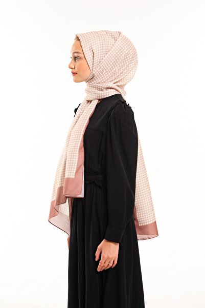 19V69 ITALIA Brown Cream Shawl Houndstooth Pattern Pavia Series 90x200 cm