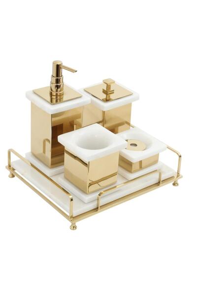 Mayaglory Vogue Serisi Doğal Mermer Taş Set Gold Renk 42107