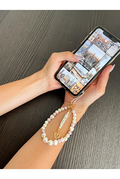 LOVELYCOLLECTİON İnci Boncuklu Telefon Askısı İnci Detaylı Telefon Aksesuarı ...
