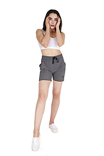 FORE SPORT Women's Dark Gray Striped Fillet Pocket Detailed Shorts
