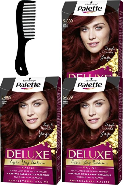 Palette Deluxe Saç Boyası 5-889 Şarap Kızılı X 3 Adet + Saç Açıcı Tarak
