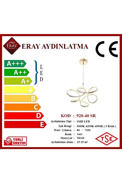 Eray Aydınlatma 920-40 Led Sarı Avize