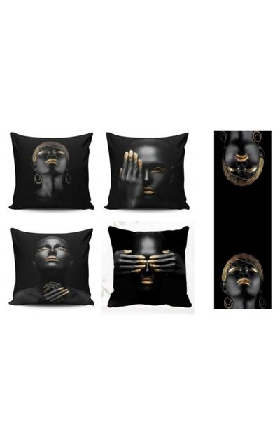 Alkan Homes غطاء وسادة مكون من 4 قطع للفتيات الأفريقيات