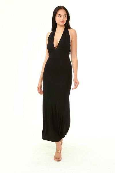 KİM Kİ O Rochie neagră de damă cu decolteu în formă de A