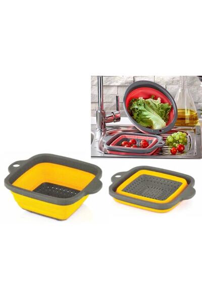 FırsatVar مصفاة أكورديون قابلة للطي قطعتين من البلاستيك للفواكه والخضروات