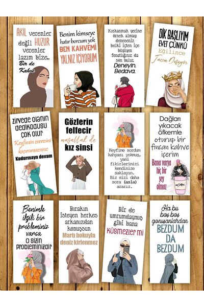 Pankart Evi 12-Piece Motto Cards -tesetür Atar Presentation Coffee Card