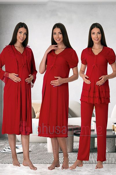 lohusahamile Cherry Pregnant Maternity Set of 4 with Secret Breastfeeding Feature Effortt 8026