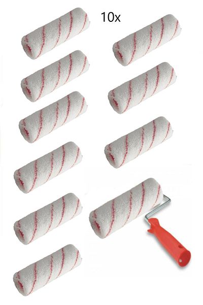 FırsatYapıMarket 25 Cm Interior and Exterior Roller Spare 9 Pieces + 1 Set Wall Ceiling Whitewash