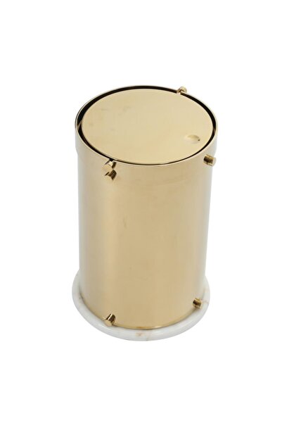 Mayaglory Vogue Serisi Doğal Mermer Taş Çöp Kovası Yuvarlak Gold Renk 3026