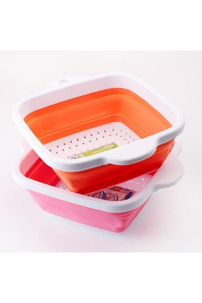 İndiriminVar Accordion Fruit and Vegetable Washing Plastic Strainer - Folding Design