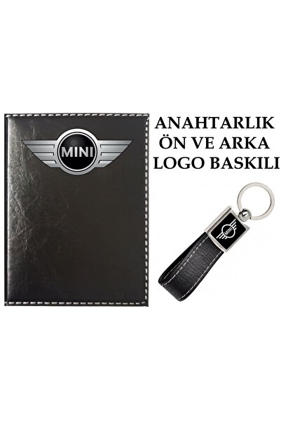 promosyon denizi Mını Cooper Logolu Siyah Ruhsat Kabı Ve Mını Cooper Logolu A...