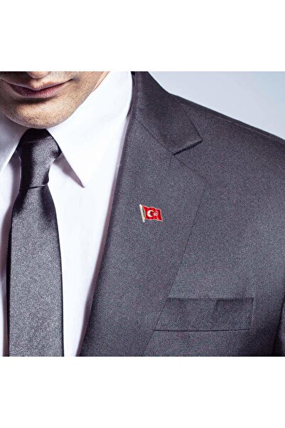 Zarif Türk Bayraklı Yaka Rozeti Şık Kutulu Hd977