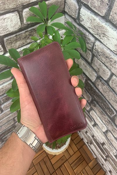 GUARD Unisex Antique Claret Red Hand Portfolio with Phone Port