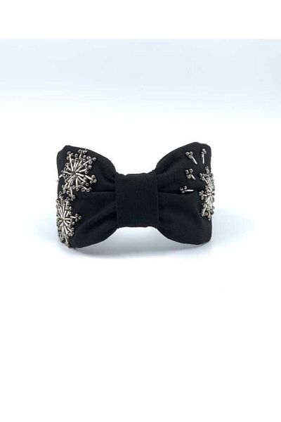 ZELİCE TASARIM Dandelion Stone and Bead Embroidered Black Crown Kh01 - Zelice