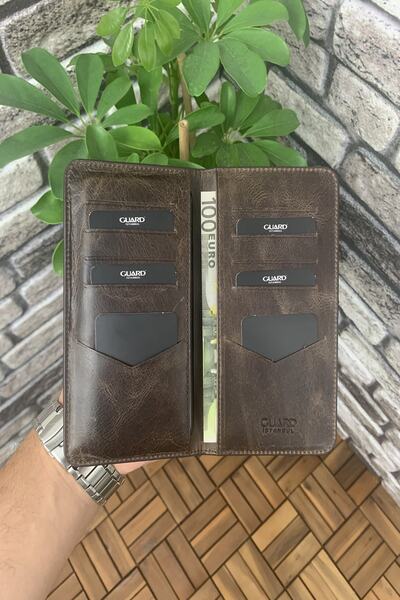 GUARD Antik Kahverengi Telefon Girişli El Portföyü