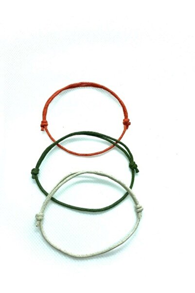 Lade خيط سميك أحمر أخضر أبيض سوار 3 قطعة