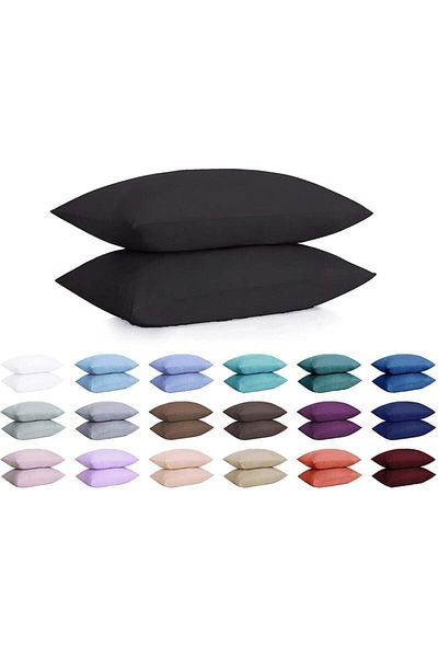 Vefa Home Collection 100% Cotton Ranforce Pillow Case - Black - Set of 2 50x70 -