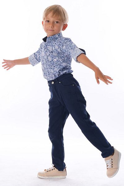 Edlis Boy's Navy Blue Side Pocket Linen Trousers