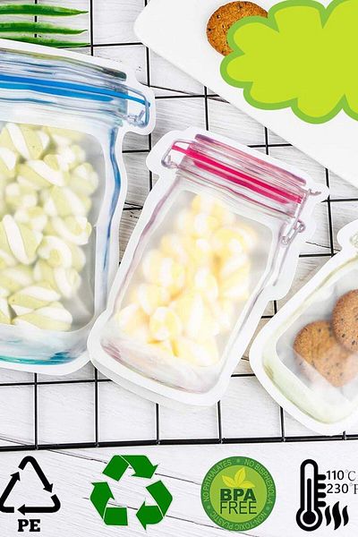 SARFEX Jar Appearance Lockable Refrigerator Storage Bag Snap Fastener Bag 15x10 cm Small Size