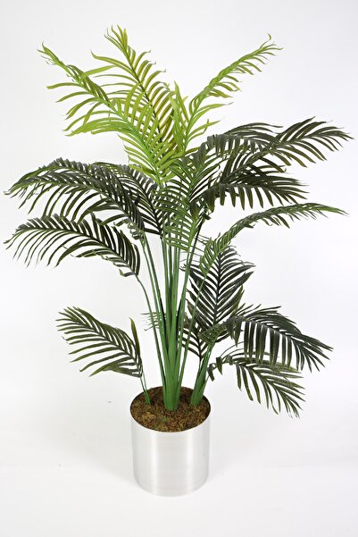 Yapay Çiçek Deposu Paslanmaz Çelik Saksıda 3 Gövdeli Yapay Areka Ağacı 160cm