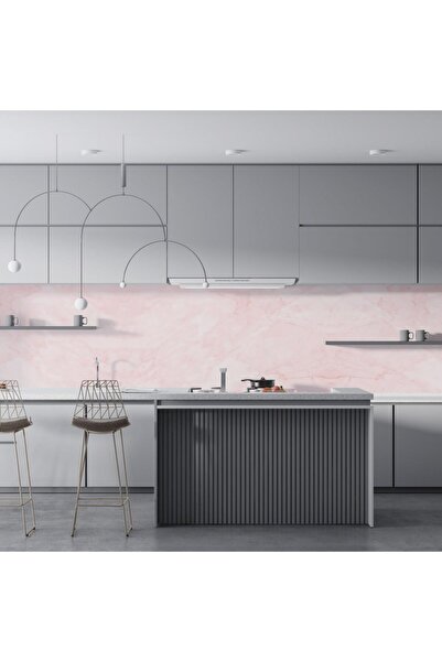 StickerArt Mutfak Tezgah Arası Folyo Fayans Kaplama Folyosu Pembe Mermer 60 X 100