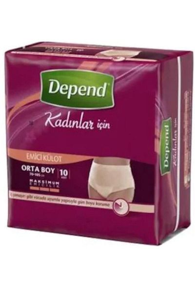 Depend Women's Absorbent Panties Patient Diapers Medium Size 36-42 Size 10 Pieces