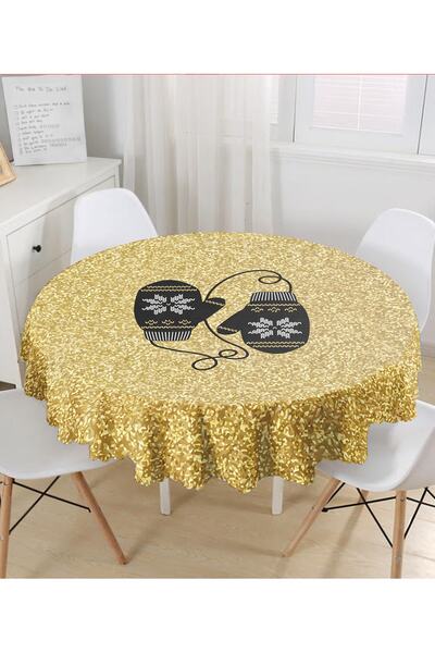 Realhomes Gold Zemin Üzerinde Modern Desen Işlemeli Eldiven Modern Yuvarlak M...