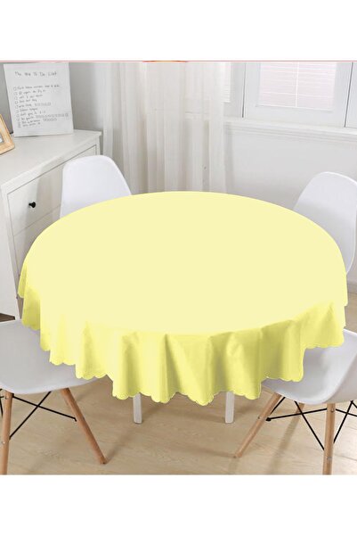 Realhomes Yellow Plain Color Digital Printed Round Tablecloth Diameter 140cm
