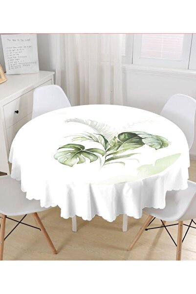 Realhomes Fata de masa rotunda imprimata digital cu Motiv Frunze Tropicale Verde - Diametru 140cm