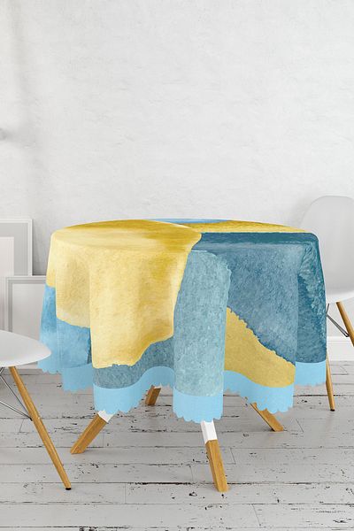 Realhomes Față de masă rotundă modernă imprimată digital cu desen oval pe podea colorată - diametru 140cm