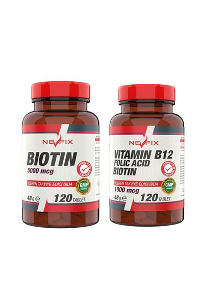 Nevfix B12 Folic Acid & Biotin 120 Tablet Biotin 5000 Mcg 120 Tablet
