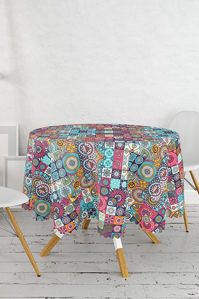 Realhomes Fata de masa rotunda cu model special cu mozaic - Diametru 140cm