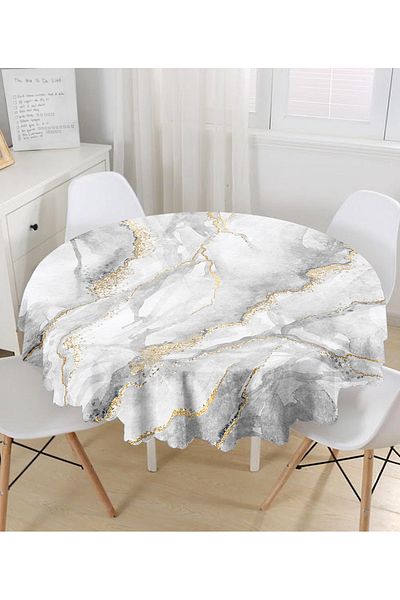 Realhomes Față de masă rotundă cu model de marmură modernă - diametru 140 cm