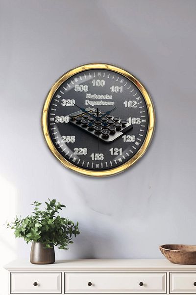 Kasva Concept Gift 40 cm Gold Metal Accountant Wall Clock